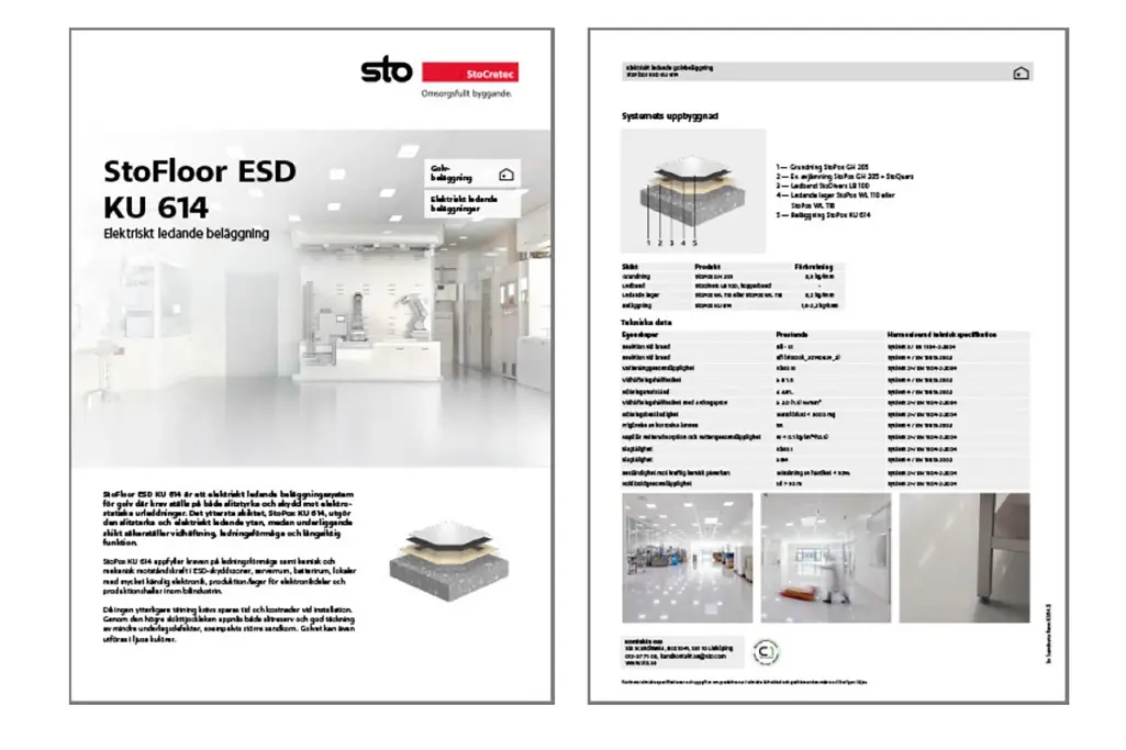 2-sidigt infoblad om StoFloor ESD KU 614