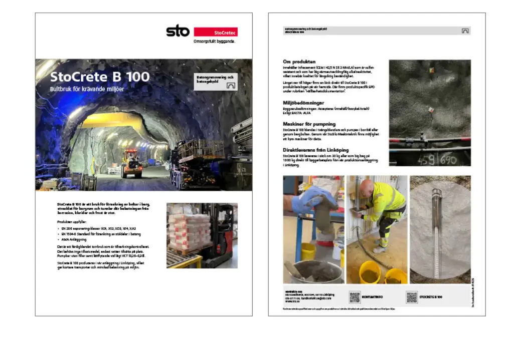 Infoblad om StoCrete B 100